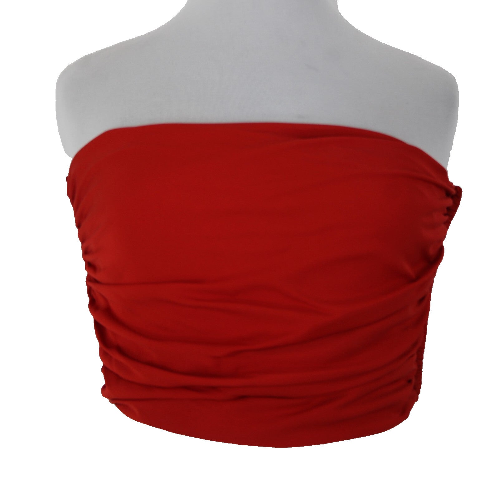 Ellen Tracy Allard Sz XL Red Silk Blnd Ruched Boned Sides Strapless Side Zip Top