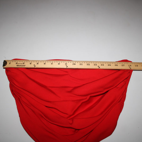 Ellen Tracy Allard Sz XL Red Silk Blnd Ruched Boned Sides Strapless Side Zip Top