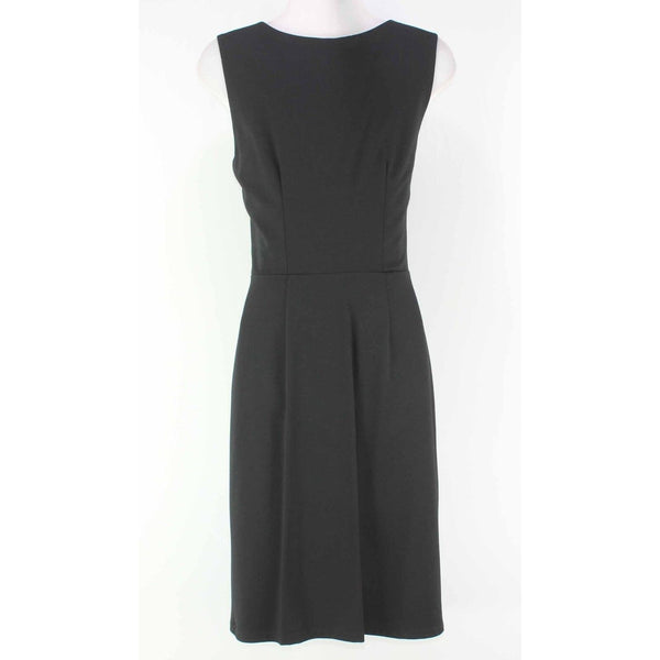 Lily Sz S Black Pleated Asymmetrical Ruffle Zippered Poly Rayon Blend Dress