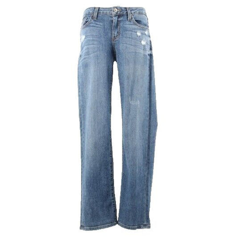 Just Black Sz 26 x 32 Blue Denim Distressed Relaxed Fit Cotton Blend Jean