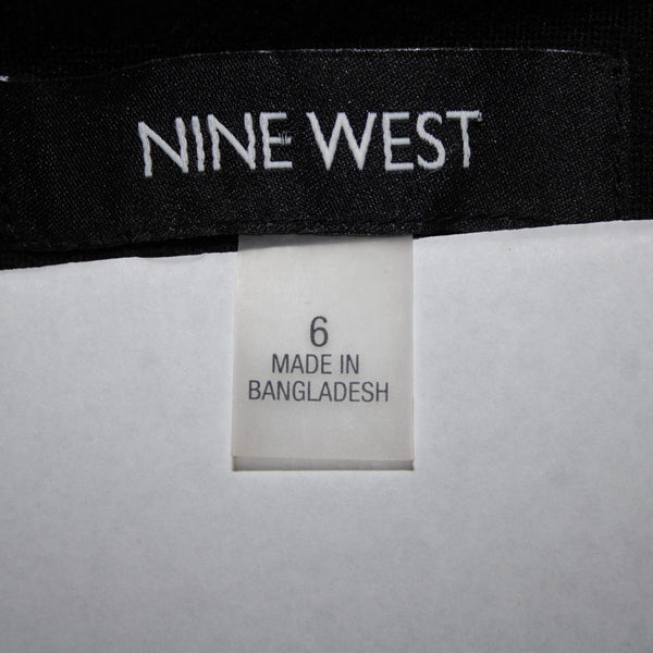 Nine West Sz 6 Black White Lined 3/4 Sleeve Polyester Elastane Blazer Jacket