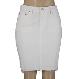 J Crew Denim Sz 26 White Pockets Raw Hem Cotton Elastane Skirt