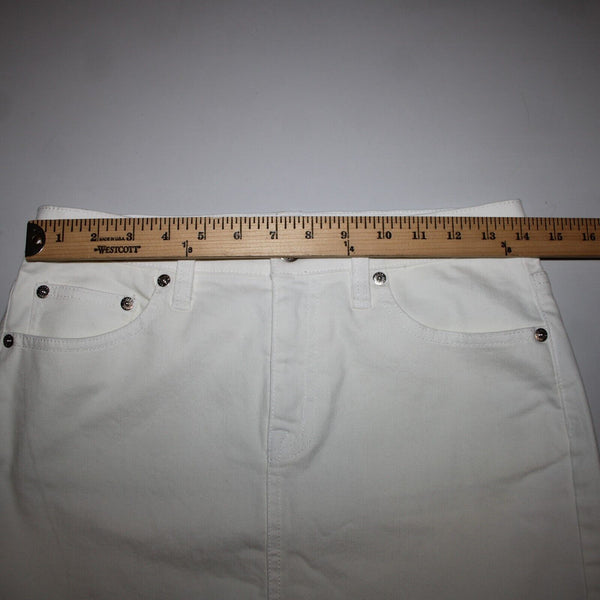 J Crew Denim Sz 26 White Pockets Raw Hem Cotton Elastane Skirt