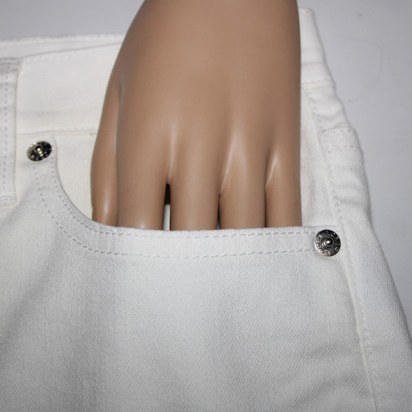 J Crew Denim Sz 26 White Pockets Raw Hem Cotton Elastane Skirt