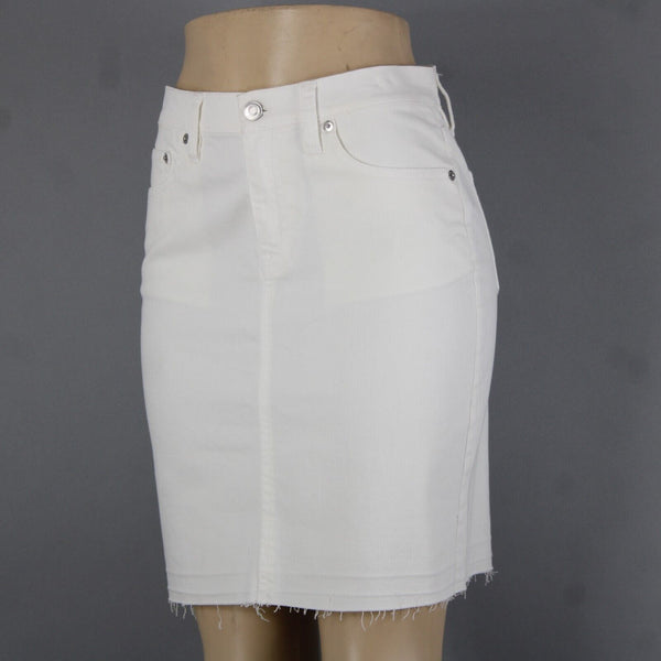J Crew Denim Sz 26 White Pockets Raw Hem Cotton Elastane Skirt
