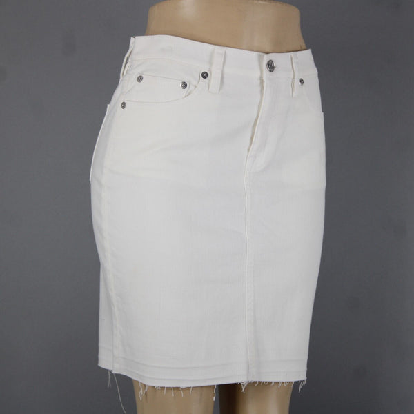 J Crew Denim Sz 26 White Pockets Raw Hem Cotton Elastane Skirt