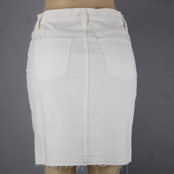 J Crew Denim Sz 26 White Pockets Raw Hem Cotton Elastane Skirt