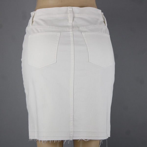 J Crew Denim Sz 26 White Pockets Raw Hem Cotton Elastane Skirt