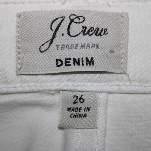 J Crew Denim Sz 26 White Pockets Raw Hem Cotton Elastane Skirt