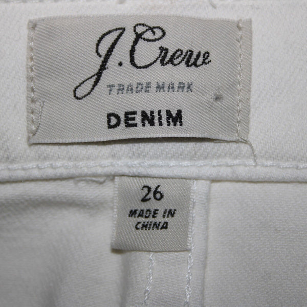 J Crew Denim Sz 26 White Pockets Raw Hem Cotton Elastane Skirt