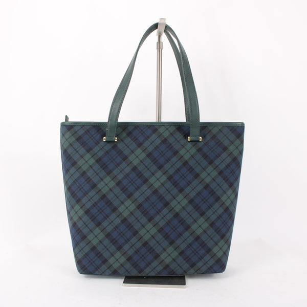 J Crew Purse NEW $109 16 x 12 x 3 Green Navy Blue Plaid Shoulder Purse