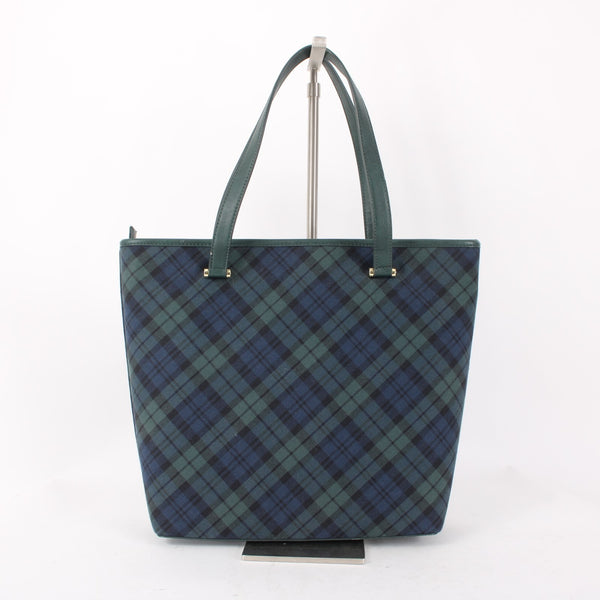J Crew Purse NEW $109 16 x 12 x 3 Green Navy Blue Plaid Shoulder Purse