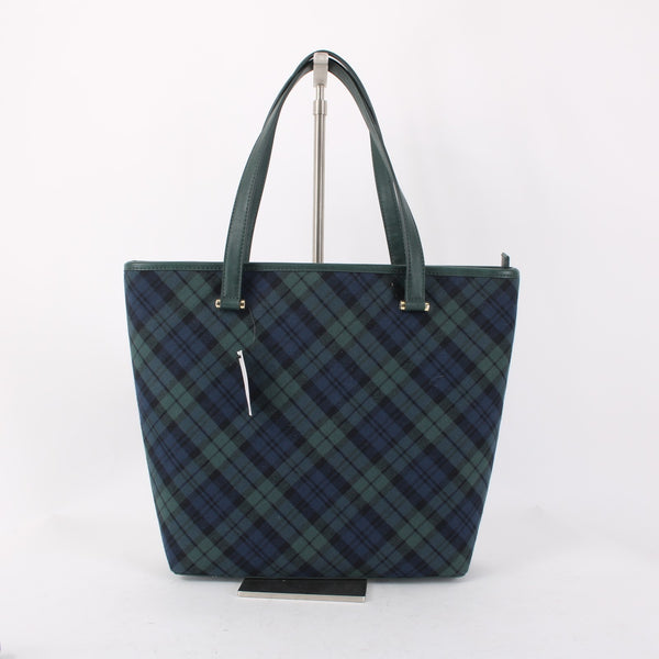 J Crew Purse NEW $109 16 x 12 x 3 Green Navy Blue Plaid Shoulder Purse