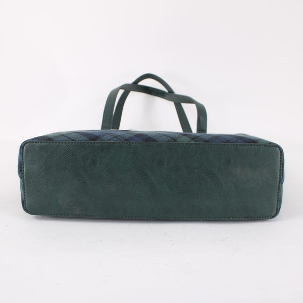 J Crew Purse NEW $109 16 x 12 x 3 Green Navy Blue Plaid Shoulder Purse