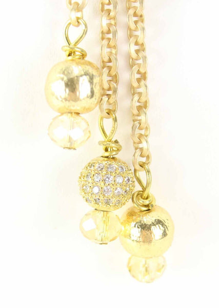 Drusy Sz 18" Gold Rhinestone Stone Cross Beaded Dangle Necklace