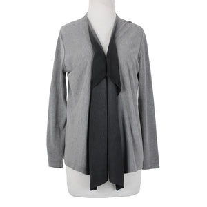 Lafayette 148 Sz P Gray Black Waterfall Ombre Draped 100% Cotton Wrap Sweater
