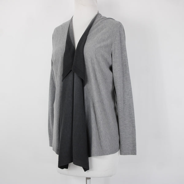Lafayette 148 Sz P Gray Black Waterfall Ombre Draped 100% Cotton Wrap Sweater