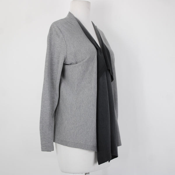 Lafayette 148 Sz P Gray Black Waterfall Ombre Draped 100% Cotton Wrap Sweater