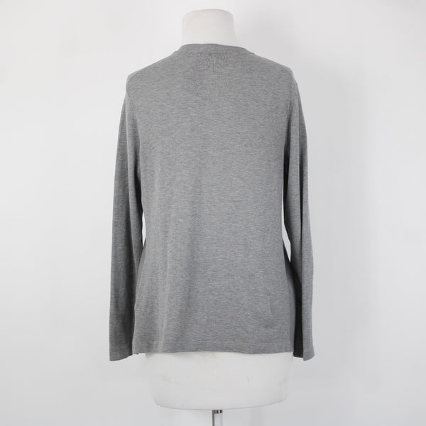 Lafayette 148 Sz P Gray Black Waterfall Ombre Draped 100% Cotton Wrap Sweater