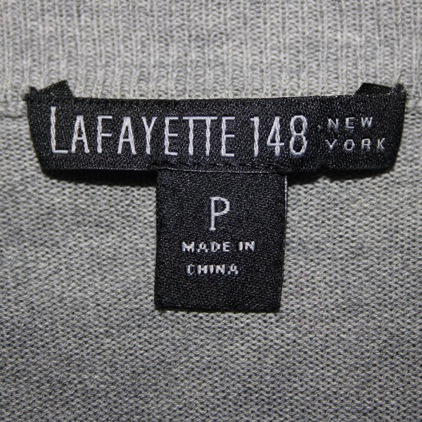 Lafayette 148 Sz P Gray Black Waterfall Ombre Draped 100% Cotton Wrap Sweater