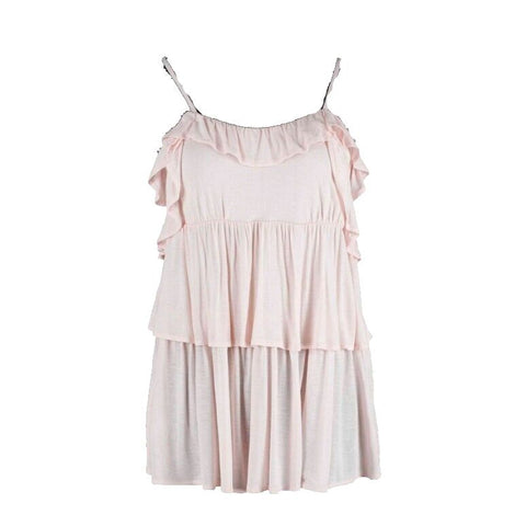 Ella Moss NEW $45 Sz M Pink Layers Ruffles Adjustable Straps Rayon Knit Top