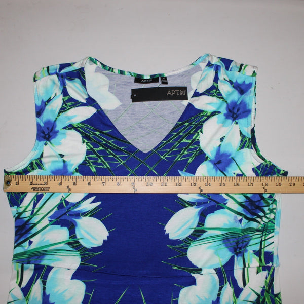 Apt 9 Dress NEW $50 Sz XL Blue Multi Color Floral Knit Maxi Rayon Spandex Dress