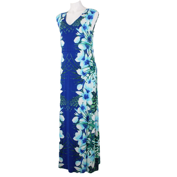 Apt 9 Dress NEW $50 Sz XL Blue Multi Color Floral Knit Maxi Rayon Spandex Dress