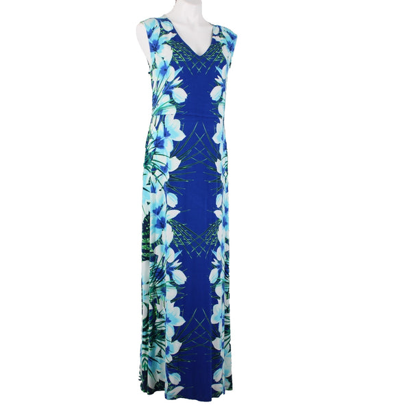 Apt 9 Dress NEW $50 Sz XL Blue Multi Color Floral Knit Maxi Rayon Spandex Dress