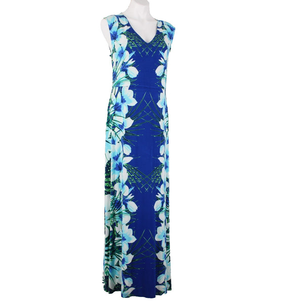 Apt 9 Dress NEW $50 Sz XL Blue Multi Color Floral Knit Maxi Rayon Spandex Dress