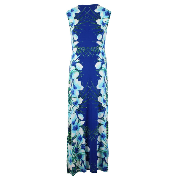 Apt 9 Dress NEW $50 Sz XL Blue Multi Color Floral Knit Maxi Rayon Spandex Dress