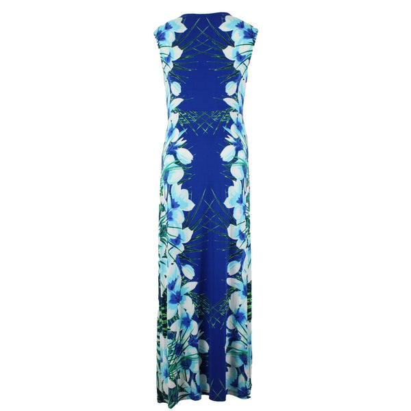 Apt 9 Dress NEW $50 Sz XL Blue Multi Color Floral Knit Maxi Rayon Spandex Dress