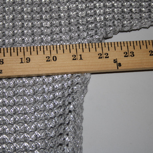Chicos NEW $99 Sz 1 Silver V Neck Open Box Weave 3/4 Sleeve Cotton Blend Sweater