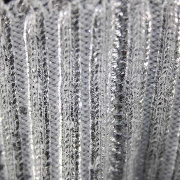 Chicos NEW $99 Sz 1 Silver V Neck Open Box Weave 3/4 Sleeve Cotton Blend Sweater