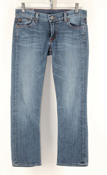Lucky Sundown Skinny Sz 2 x 24 Blue Denim Cotton Blend Capri Crop Jeans