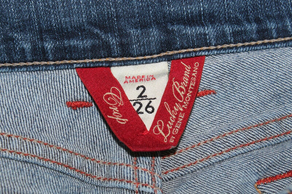 Lucky Sundown Skinny Sz 2 x 24 Blue Denim Cotton Blend Capri Crop Jeans