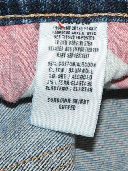 Lucky Sundown Skinny Sz 2 x 24 Blue Denim Cotton Blend Capri Crop Jeans
