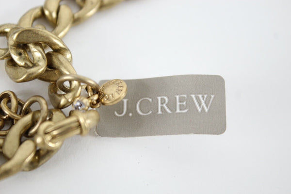 J CREW NEW 18in-22in Tortoise Rhinestone Center Daisy Gold Chain Necklace