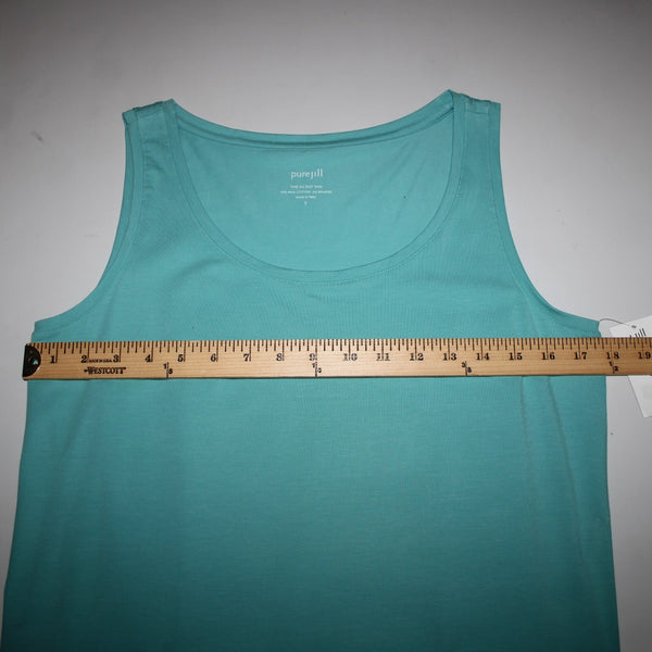 Pure Jill NEW $29 Sz S Stream Blue Round Neck Pima Cotton Spandex Tank Top