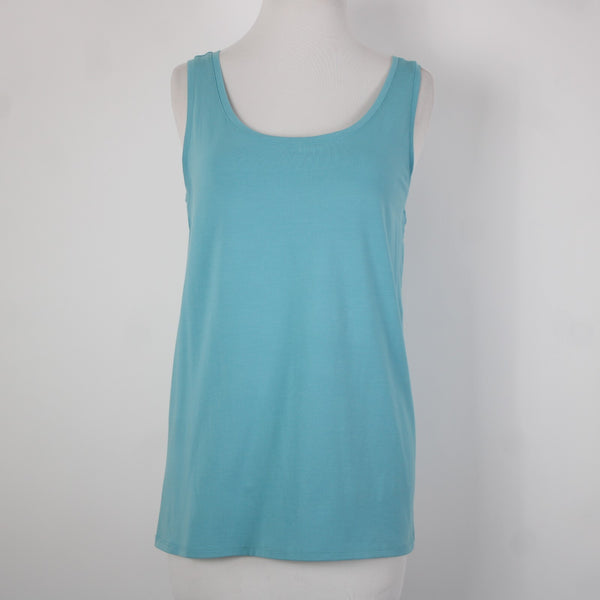 Pure Jill NEW $29 Sz S Stream Blue Round Neck Pima Cotton Spandex Tank Top