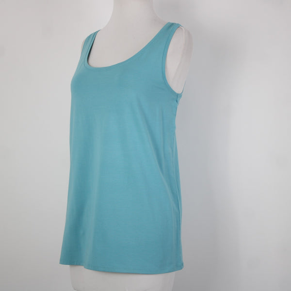 Pure Jill NEW $29 Sz S Stream Blue Round Neck Pima Cotton Spandex Tank Top