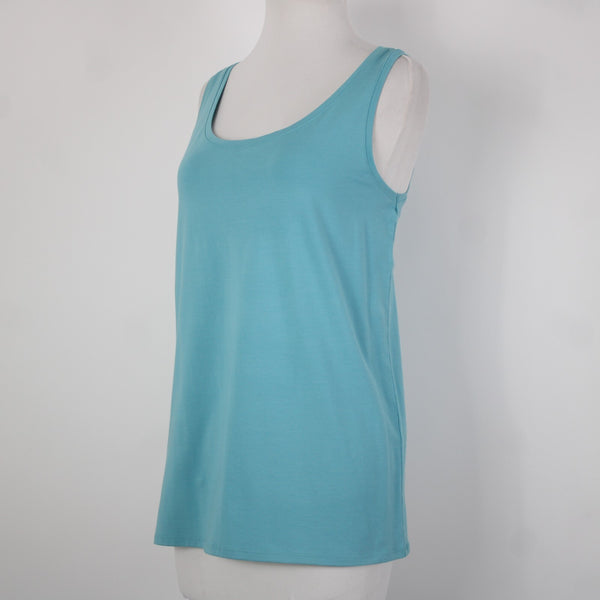 Pure Jill NEW $29 Sz S Stream Blue Round Neck Pima Cotton Spandex Tank Top