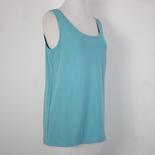 Pure Jill NEW $29 Sz S Stream Blue Round Neck Pima Cotton Spandex Tank Top