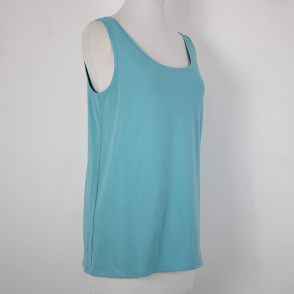 Pure Jill NEW $29 Sz S Stream Blue Round Neck Pima Cotton Spandex Tank Top