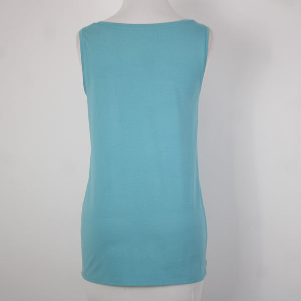 Pure Jill NEW $29 Sz S Stream Blue Round Neck Pima Cotton Spandex Tank Top