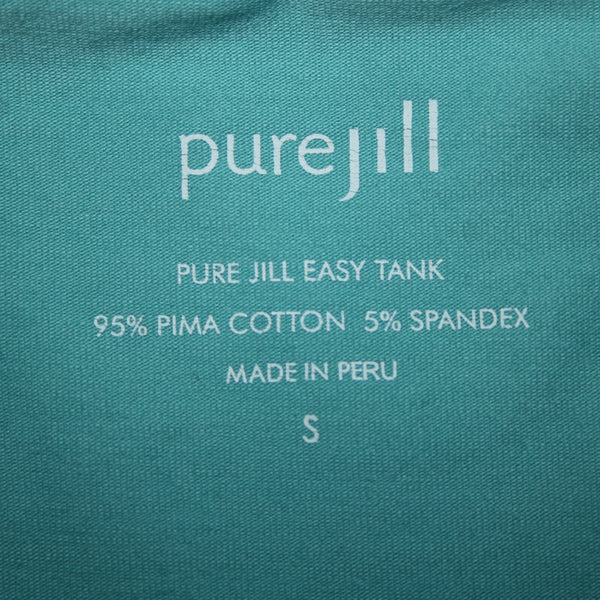 Pure Jill NEW $29 Sz S Stream Blue Round Neck Pima Cotton Spandex Tank Top