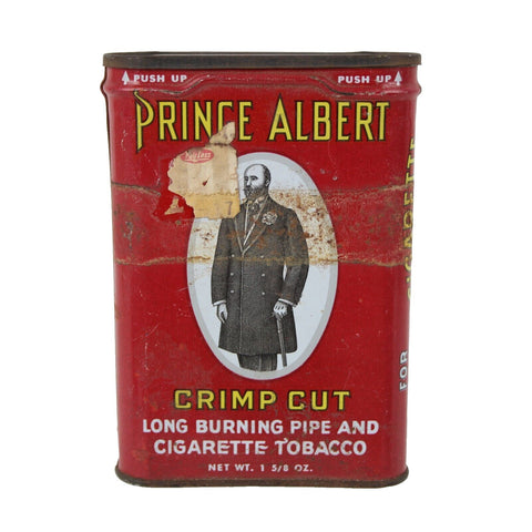 Prince Albert Vintage 4 x 3 Crimp Cut Long Burning Pipe & Cigerette Tobacco Tin