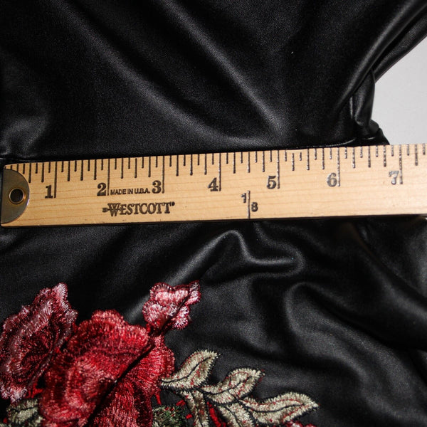 Boom Boom Jean Sz M x 29 Black Rose Embroid Elastic Waist 100% Polyurethane Pant