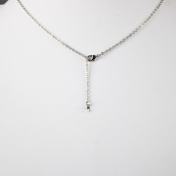 ALEXANDRIA NEW Name Silvertone Rhinestone 14.5" w 4.5" Multi Ring Ext Necklace