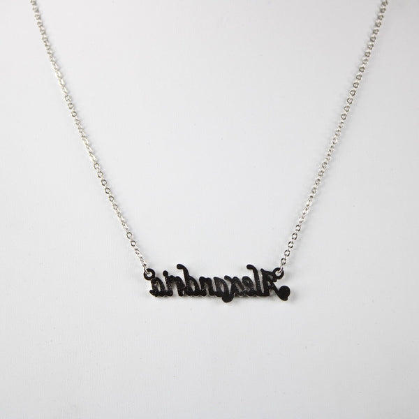 ALEXANDRIA NEW Name Silvertone Rhinestone 14.5" w 4.5" Multi Ring Ext Necklace
