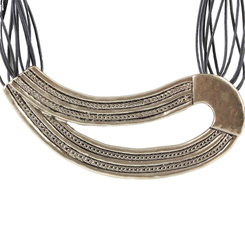 Chicos NEW Carme Goldtone Black 18" Ext. 4" Statement Necklace